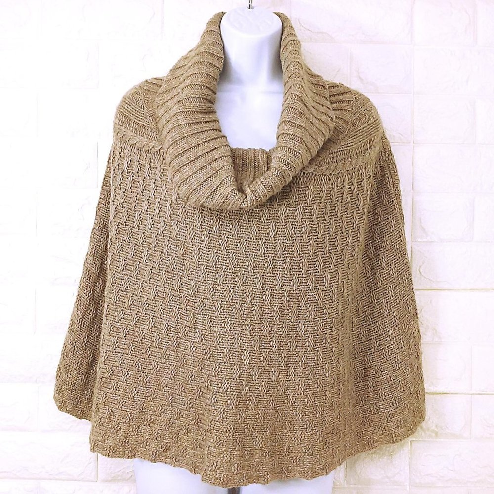 Poncho Cable Knit Cowl Sweater Sz-M/L Soft Comfy